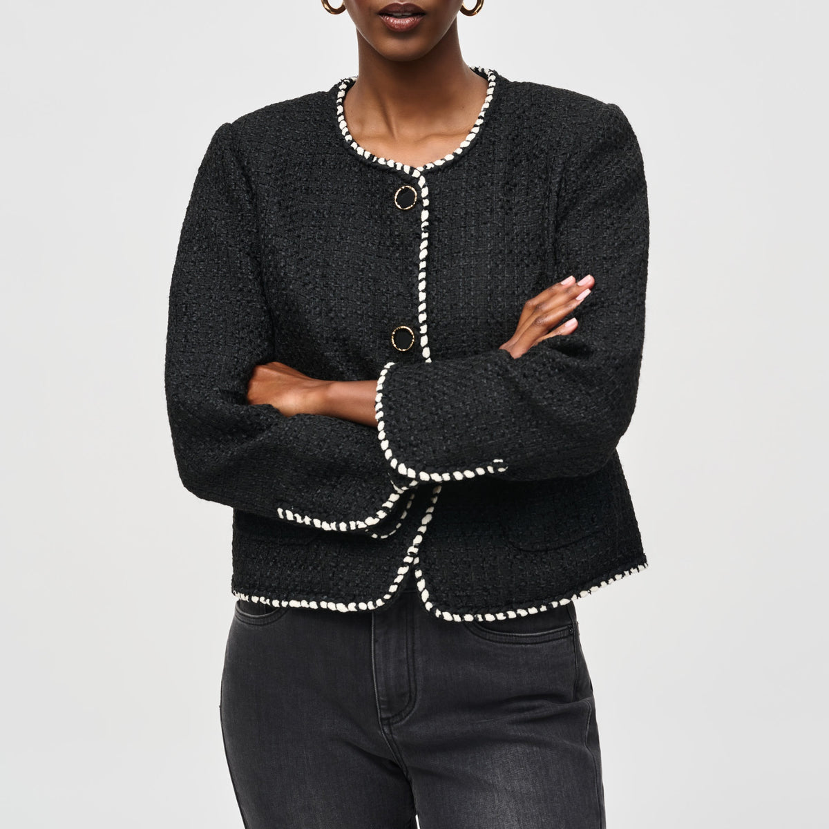 Joseph Ribkoff T Black And Silver Boucle Jacket 224944 196 main image 0
