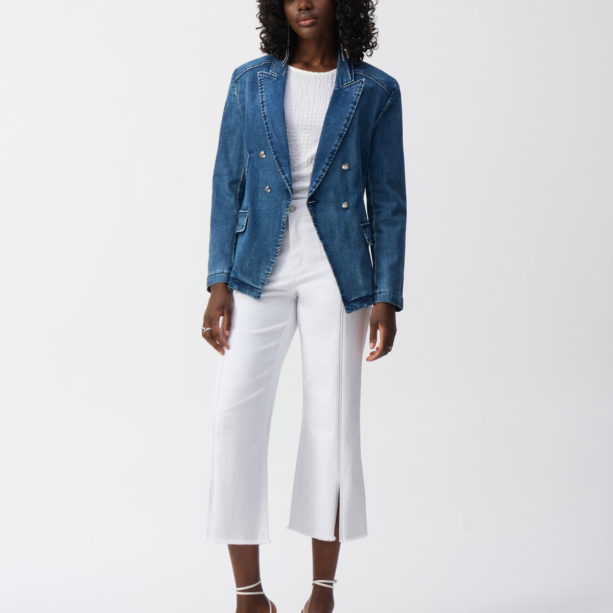 Joseph Ribkoff  Culotte Jeans With Embellished Front Seam 251901S26