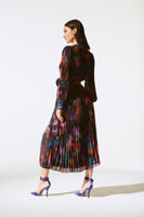 Joseph Ribkoff Floral Print Chiffon Pleat Midi Dress /243770X
