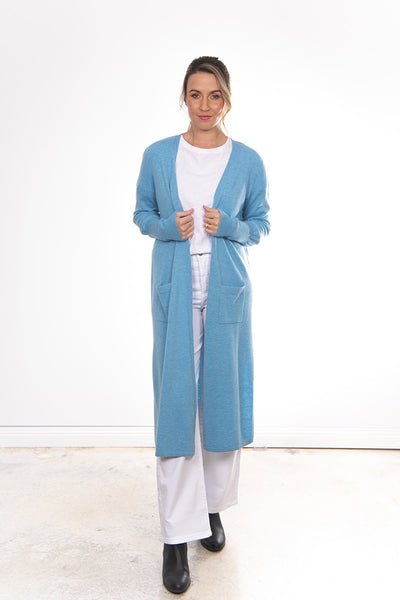 Bridge & Lord Longline Cardigan With Side Splits / BL4635 (Frosted Blue & Stone)