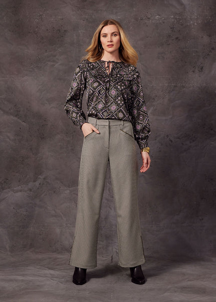 Loobie's Story Agatha Pant / LS2673 (2 Colours - Khaki Houndstooth & Tan Houndstooth)